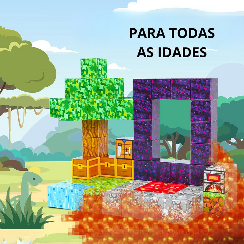 Portal do Nether Minecraft - Blocos Magnéticos (+5 Bonecos Grátis)
