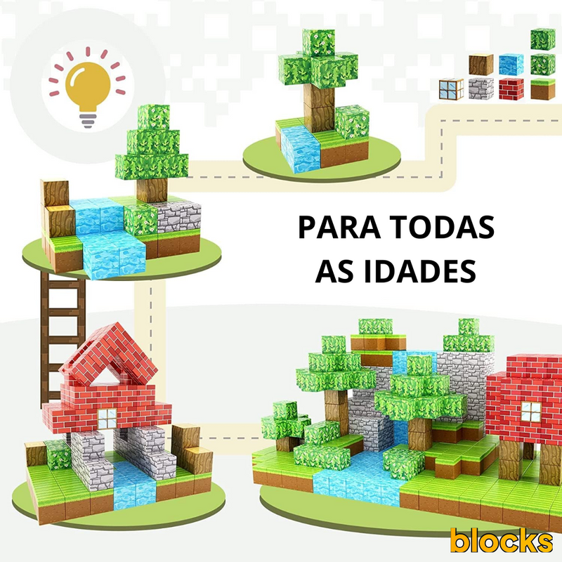 Blocos de Construção Magnética - 50/100/200/500 peças