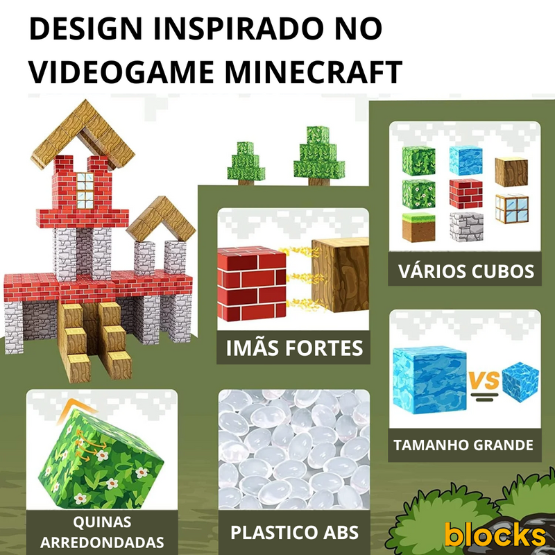 Blocos de Construção Magnética - 50/100/200/500 peças