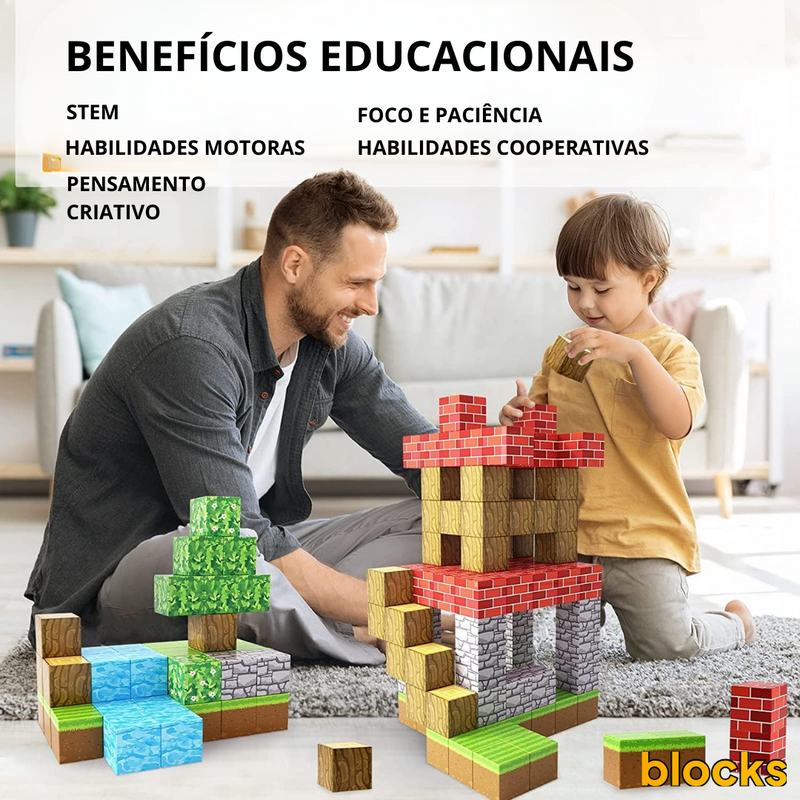 Blocos de Construção Magnética - 50/100/200/500 peças