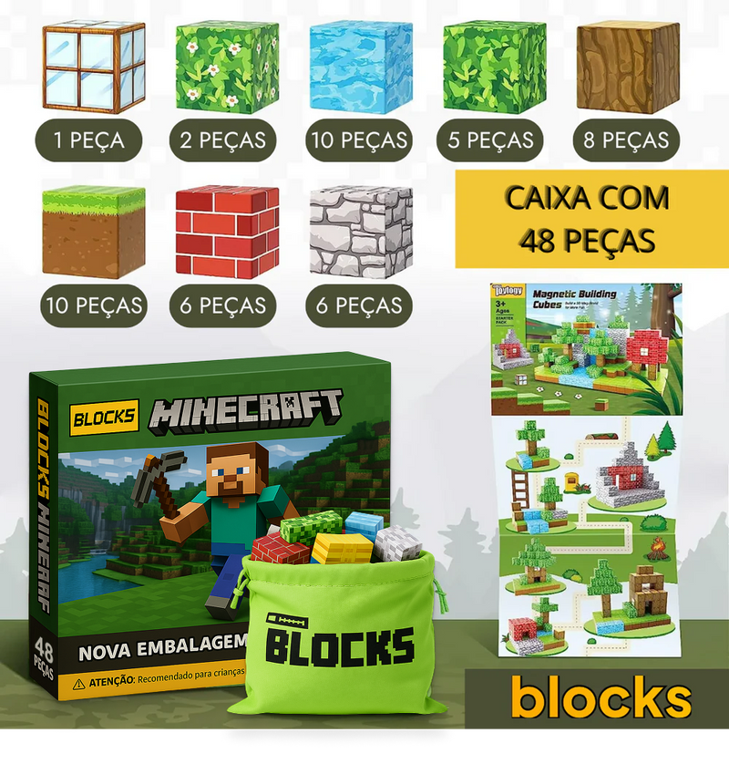 Blocos de Construção Magnética - 50/100/200/500 peças